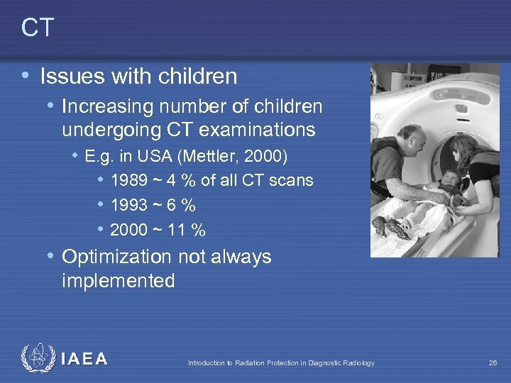 CT • Issues with children • Increasing number of children undergoing CT examinations •