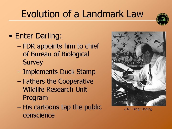 Evolution of a Landmark Law • Enter Darling: – FDR appoints him to chief
