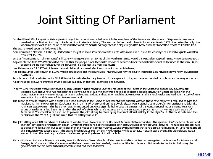 Joint Sitting Of Parliament On the 6 th and 7 th of August in