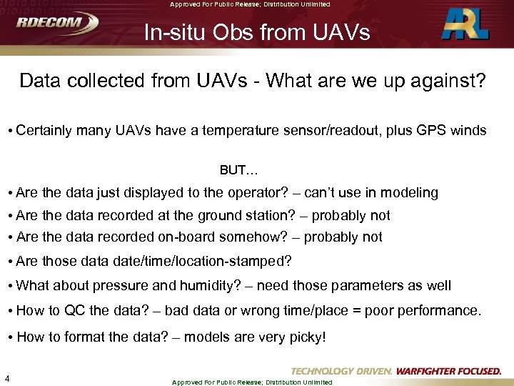 Approved For Public Release Distribution Unlimited UAS Data