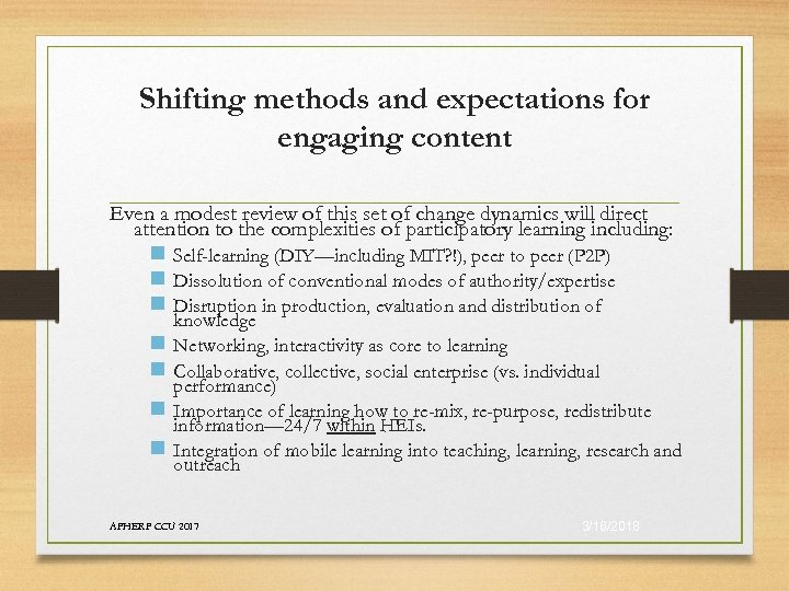 Shifting methods and expectations for engaging content Even a modest review of this set