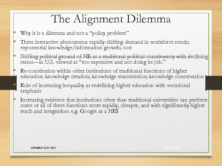 The Alignment Dilemma • Why it is a dilemma and not a “policy problem”