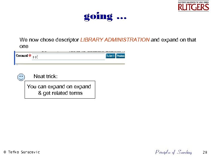 going … We now chose descriptor LIBRARY ADMINISTRATION and expand on that one Neat
