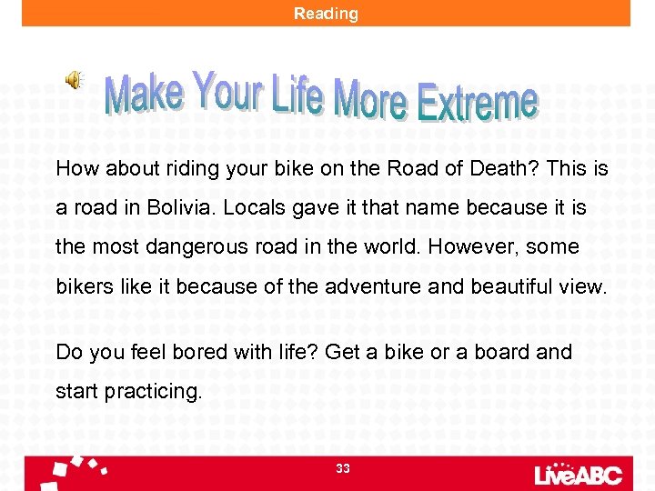 Reading How about riding your bike on the Road of Death? This is a