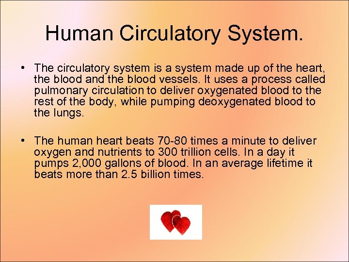 Human Circulatory System. • The circulatory system is a system made up of the