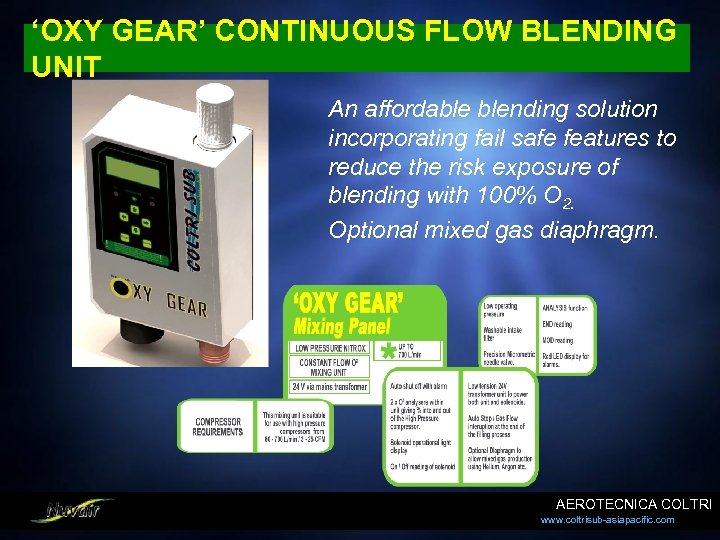 ‘OXY GEAR’ CONTINUOUS FLOW BLENDING UNIT An affordable blending solution incorporating fail safe features