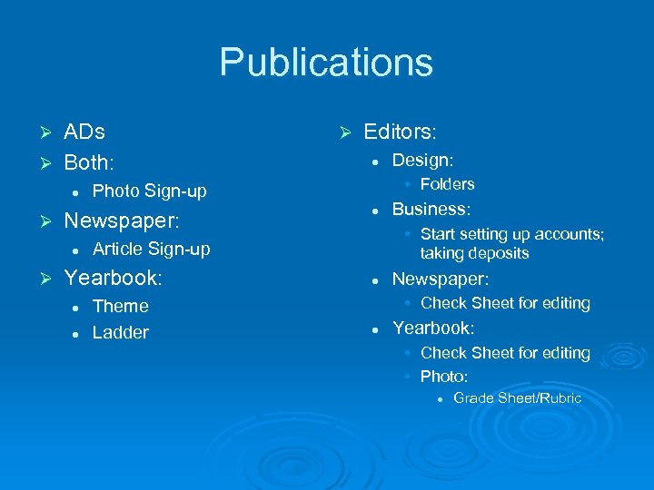 Publications ADs Ø Both: Ø l Ø Ø l l Theme Ladder Design: •