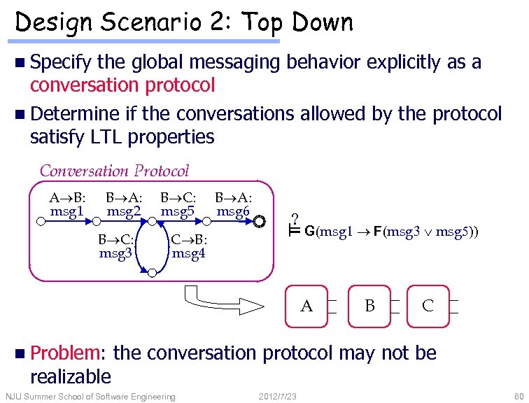 Design Scenario 2: Top Down n Specify the global messaging behavior explicitly as a