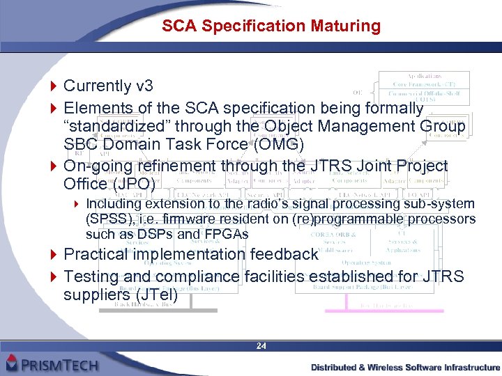 SCA Specification Maturing 4 Currently v 3 4 Elements of the SCA specification being