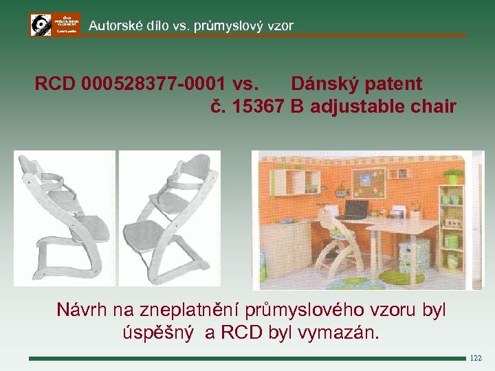 ÚŘAD PRŮMYSLOVÉHO VLASTNICTVÍ Česká republika Autorské dílo vs. průmyslový vzor RCD 000528377 -0001 vs.