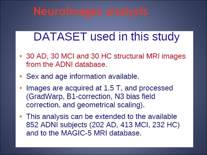 Neuroimages analysis 