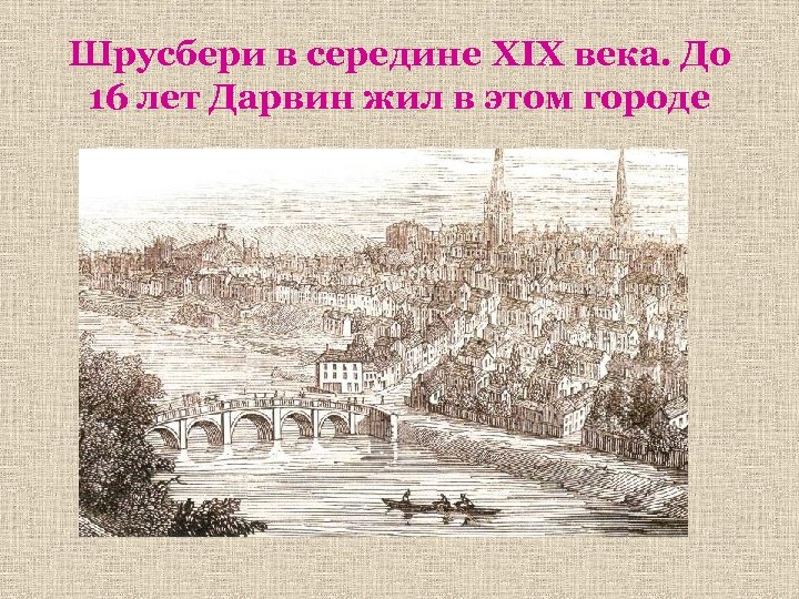 Шрусбери в середине XIX века. До 16 лет Дарвин жил в этом городе 