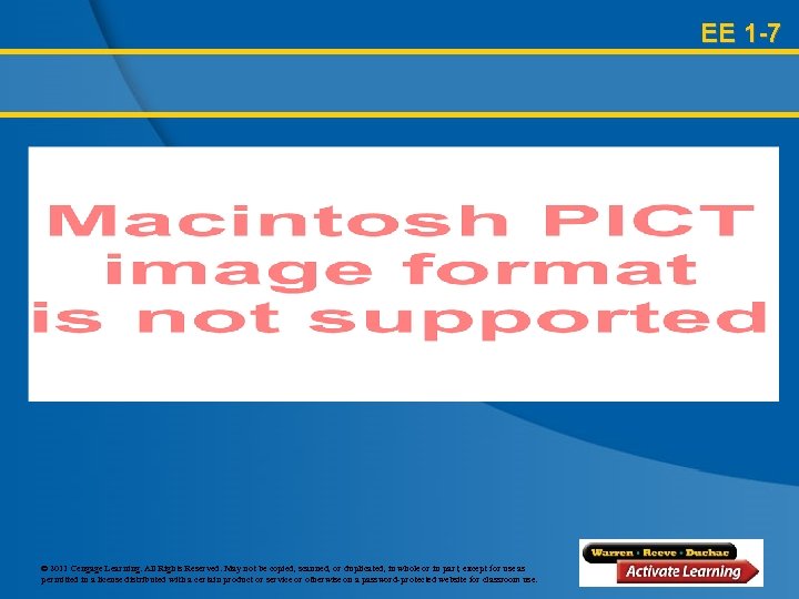 EE 1 -7 © 2011 Cengage Learning. All Rights Reserved. May not be copied,