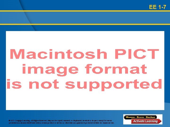 EE 1 -7 © 2011 Cengage Learning. All Rights Reserved. May not be copied,