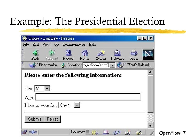 Example: The Presidential Election Open. Flow: 7 