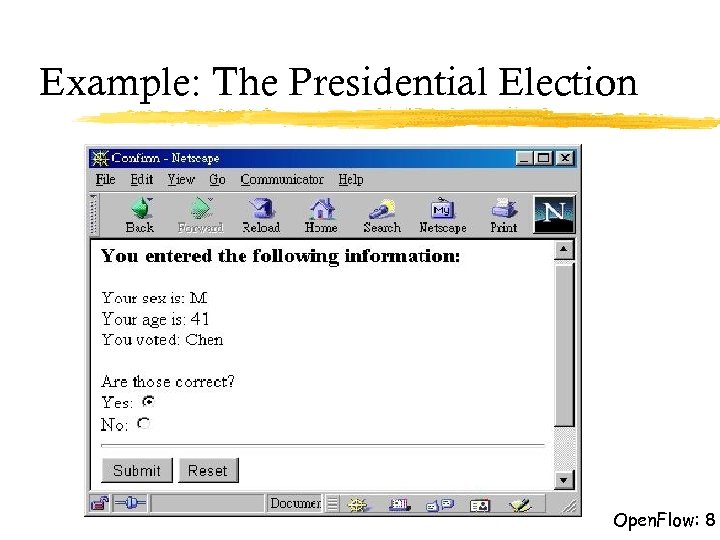 Example: The Presidential Election Open. Flow: 8 