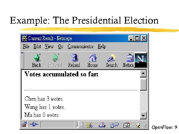 Example: The Presidential Election Open. Flow: 9 