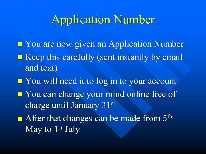 Application Number You are now given an Application Number n Keep this carefully (sent