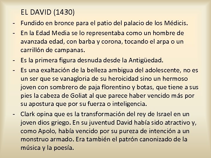 EL DAVID (1430) - Fundido en bronce para el patio del palacio de los
