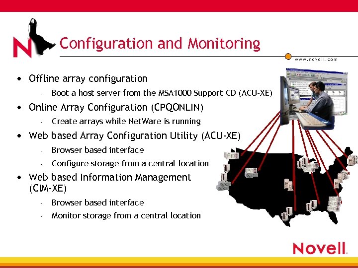 Configuration and Monitoring • Offline array configuration – Boot a host server from the