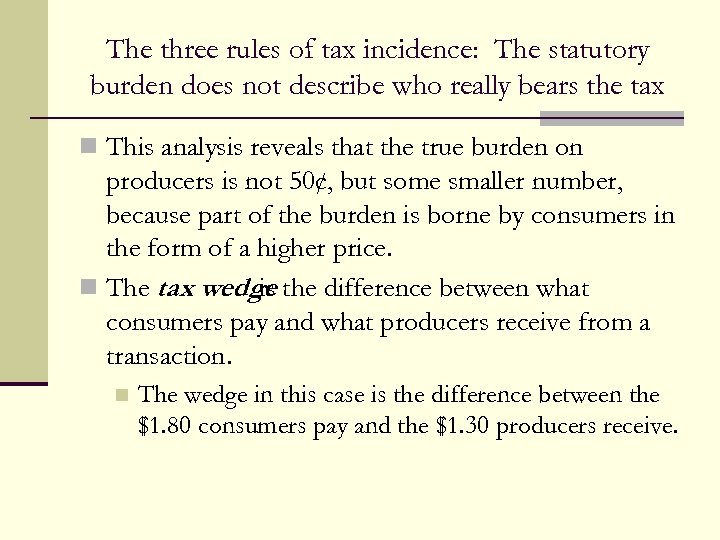 The three rules of tax incidence: The statutory burden does not describe who really