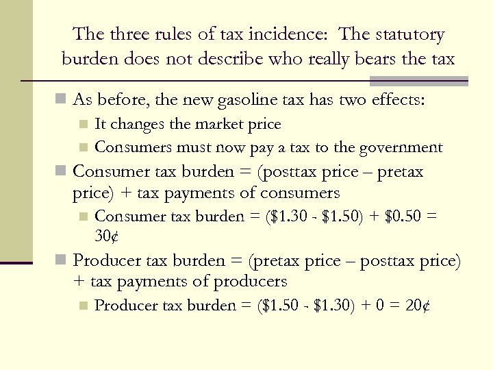 The three rules of tax incidence: The statutory burden does not describe who really