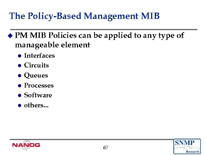 The Policy-Based Management MIB u PM MIB Policies can be applied to any type