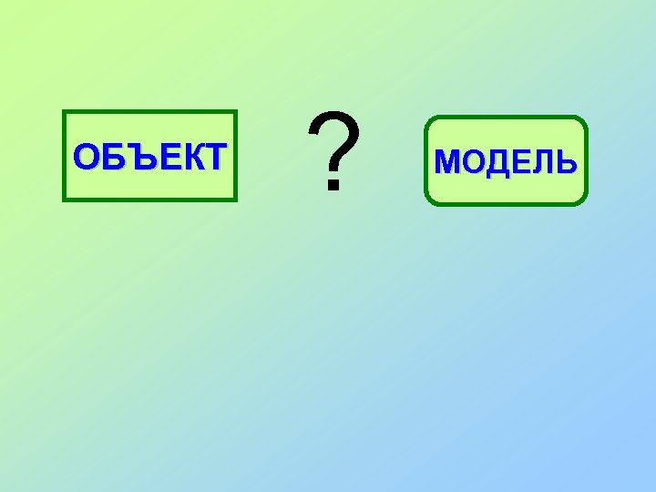 ОБЪЕКТ ? МОДЕЛЬ 