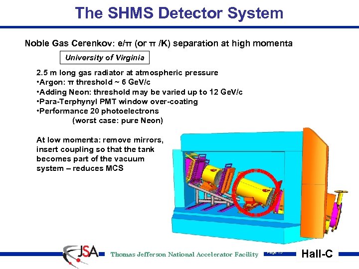The SHMS Detector System Noble Gas Cerenkov: e/π (or π /K) separation at high