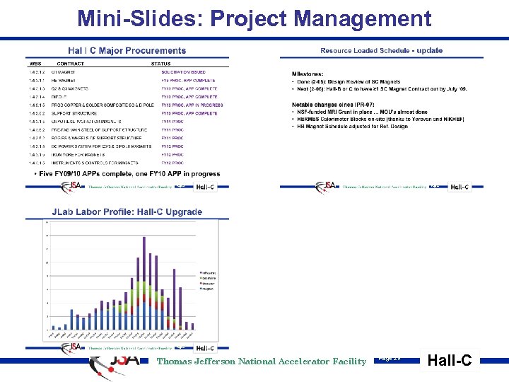 Mini-Slides: Project Management Thomas Jefferson National Accelerator Facility Page 29 Hall-C 