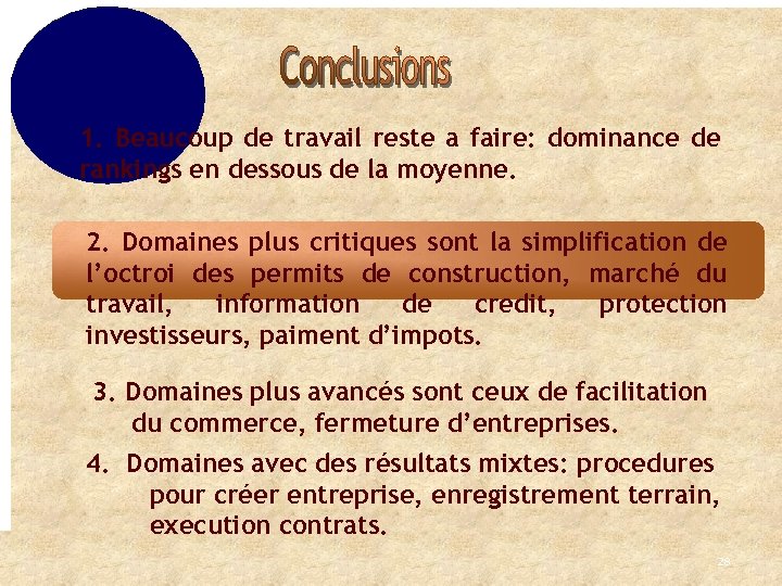 1. Beaucoup de travail reste a faire: dominance de rankings en dessous de la