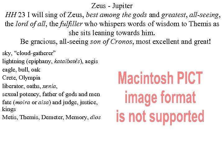 Zeus - Jupiter HH 23 I will sing of Zeus, best among the gods