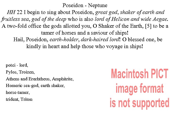 Poseidon - Neptune HH 22 I begin to sing about Poseidon, great god, shaker