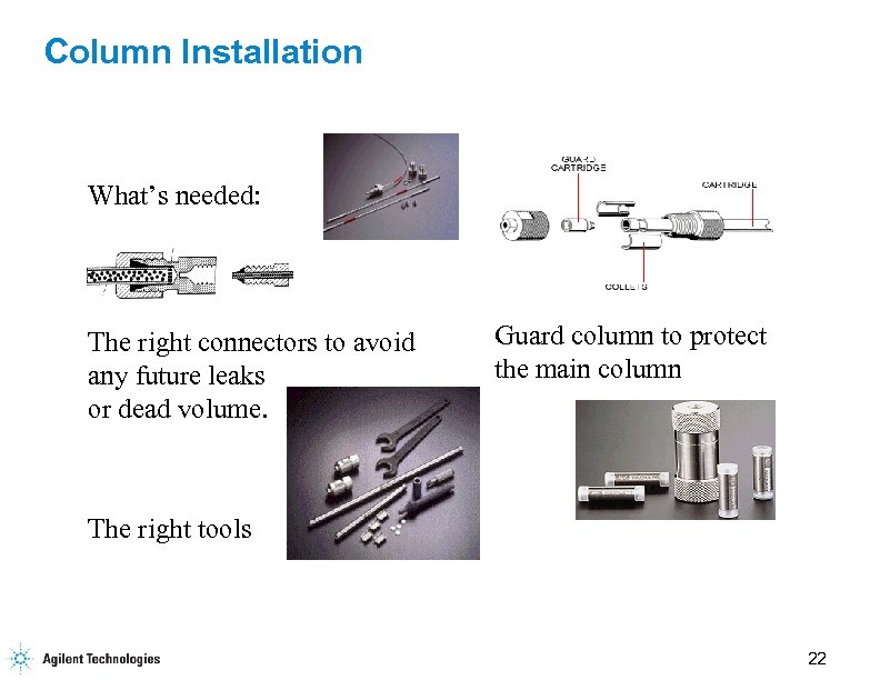 Column Installation What’s needed: The right connectors to avoid any future leaks or dead
