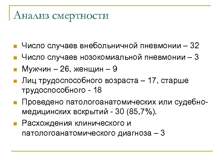 Анализ летальности в стационаре презентация