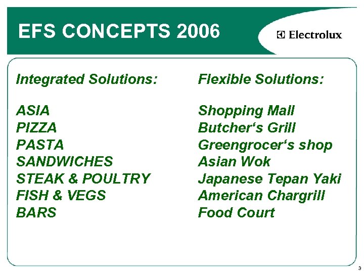 EFS CONCEPTS 2006 FRESH ASIAN CONCEPT, traditional, HPC Integrated Solutions: Flexible Solutions: ASIA PIZZA