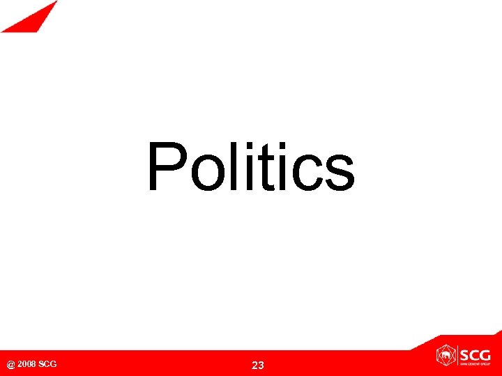 Politics @ 2008 SCG 23 