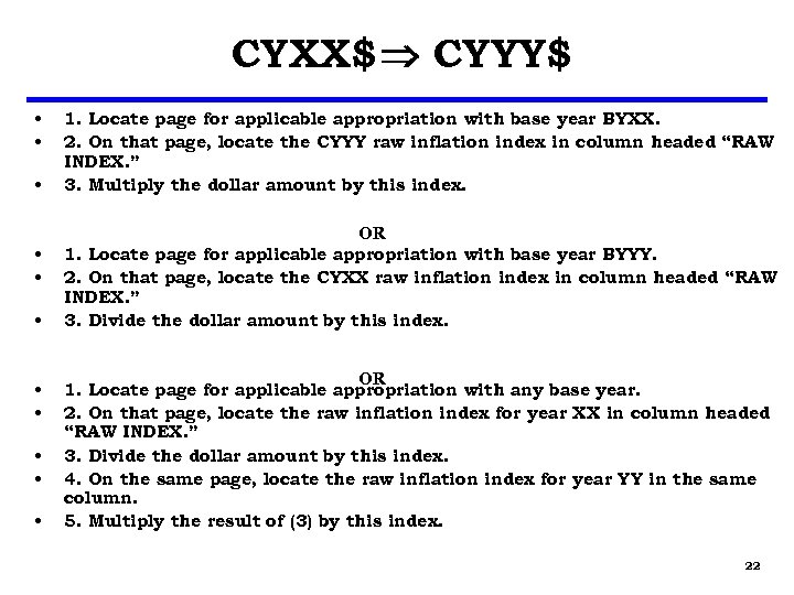 CYXX$ CYYY$ • • • 1. Locate page for applicable appropriation with base year