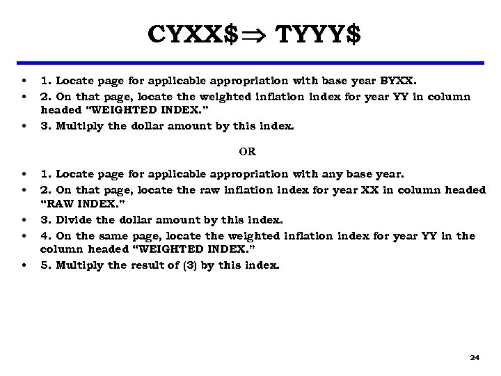 CYXX$ TYYY$ • • • 1. Locate page for applicable appropriation with base year
