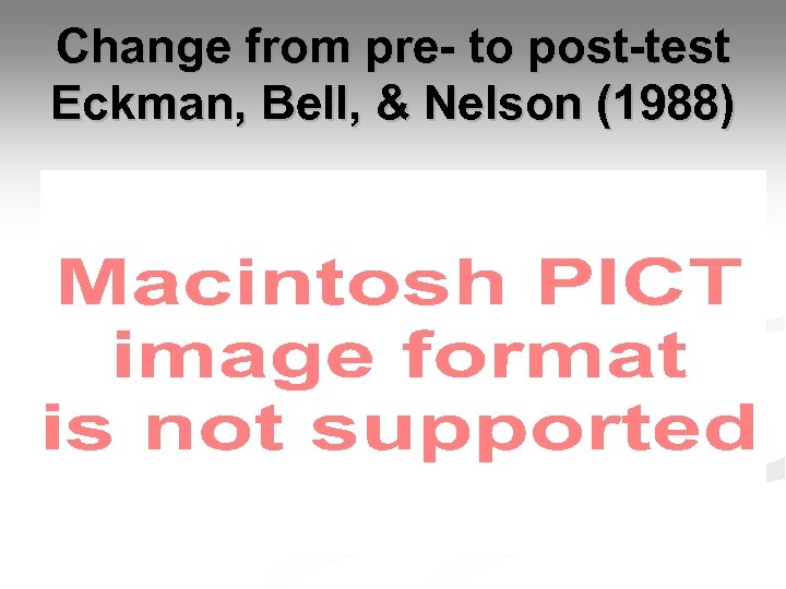 Change from pre- to post-test Eckman, Bell, & Nelson (1988) 