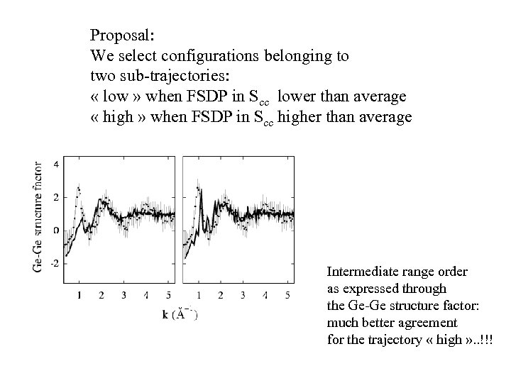 Proposal: We select configurations belonging to two sub-trajectories: « low » when FSDP in