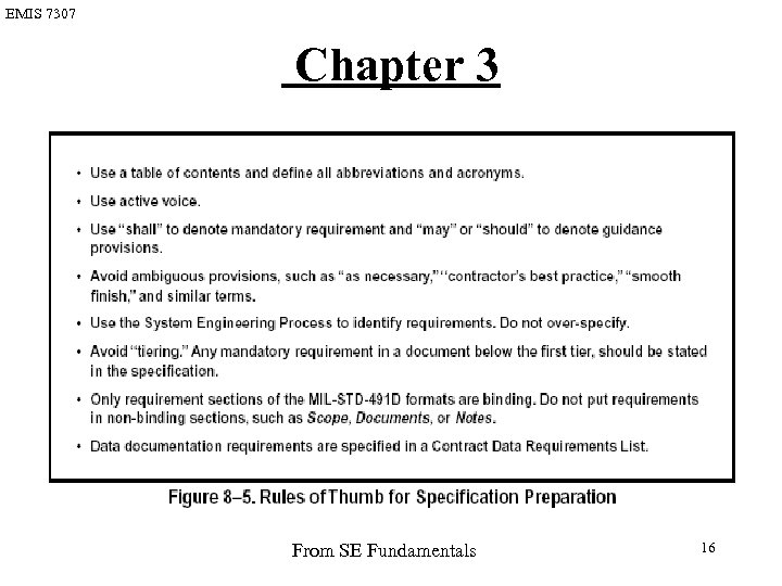 EMIS 7307 Chapter 3 From SE Fundamentals 16 