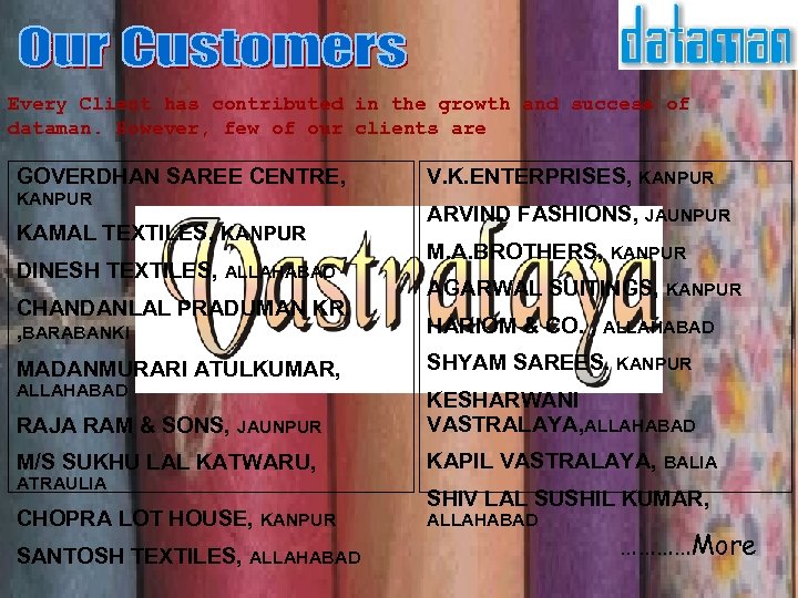 Every Client has contributed in the growth and success of dataman. However, few of