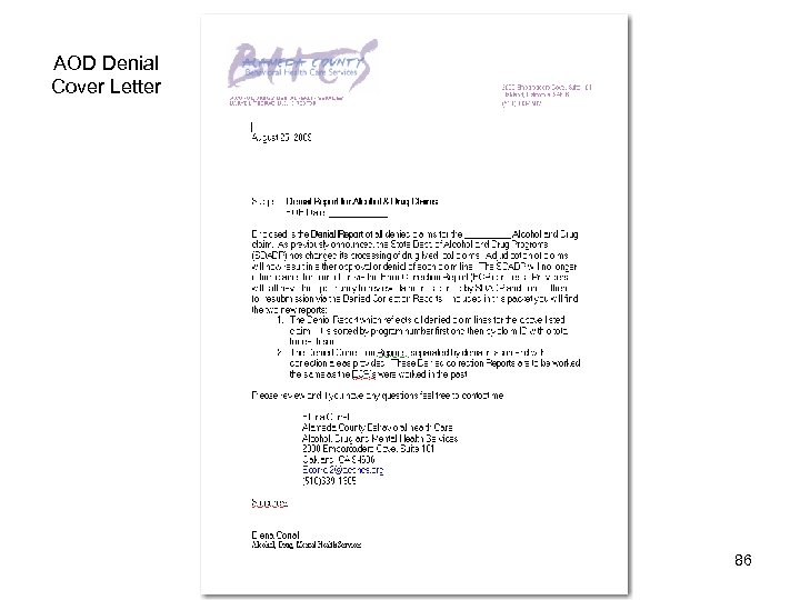 AOD Denial Cover Letter 86 