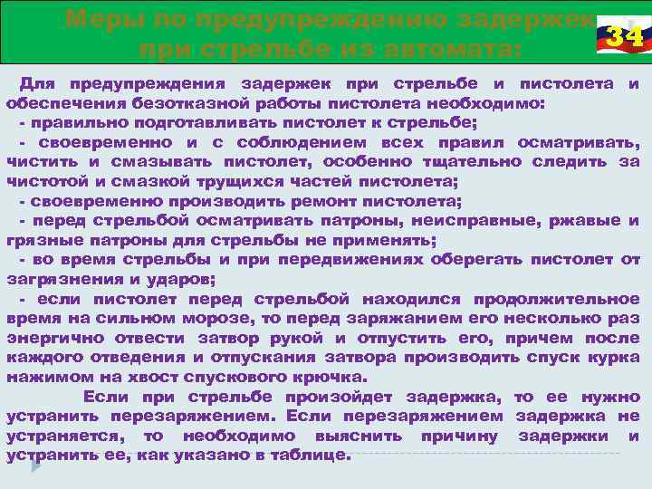 Меры по предупреждению задержек 34 при стрельбе из автомата: Для предупреждения задержек при стрельбе