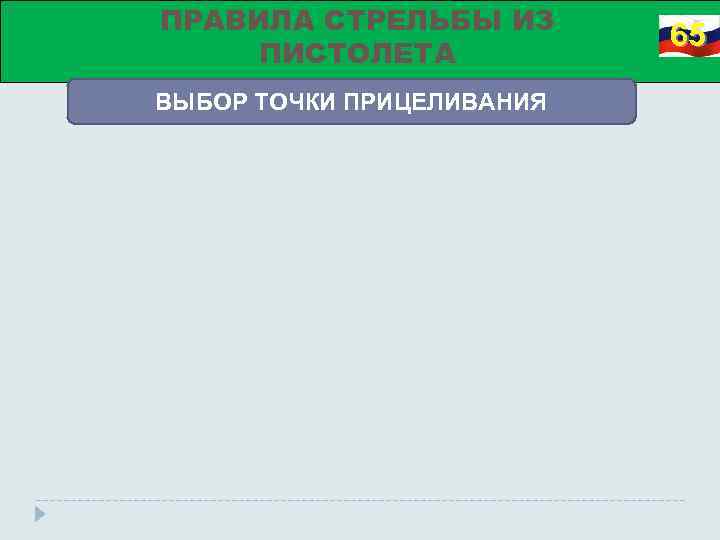 ПРАВИЛА СТРЕЛЬБЫ ИЗ ПИСТОЛЕТА ВЫБОР ТОЧКИ ПРИЦЕЛИВАНИЯ 65 