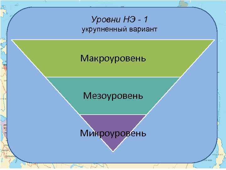 Уровни НЭ - 1 укрупненный вариант Макроуровень Мезоуровень Микроуровень 