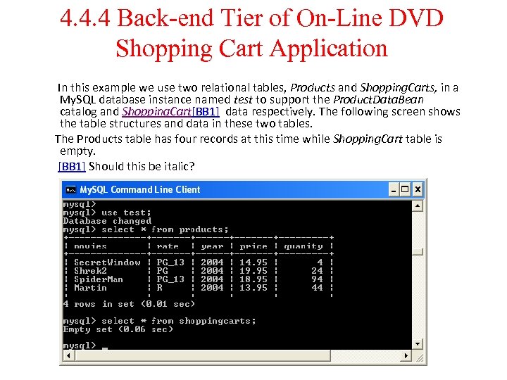 4. 4. 4 Back-end Tier of On-Line DVD Shopping Cart Application In this example