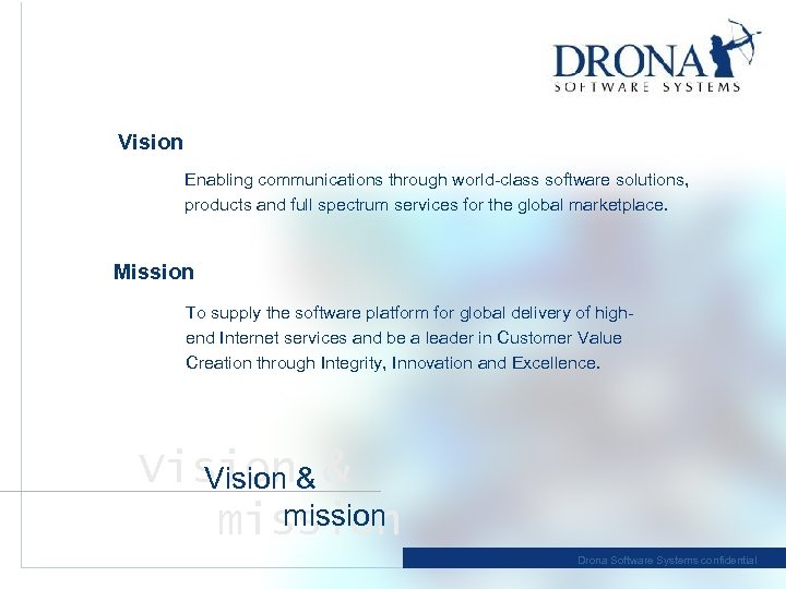 Vision Enabling communications through world-class software solutions, products and full spectrum services for the