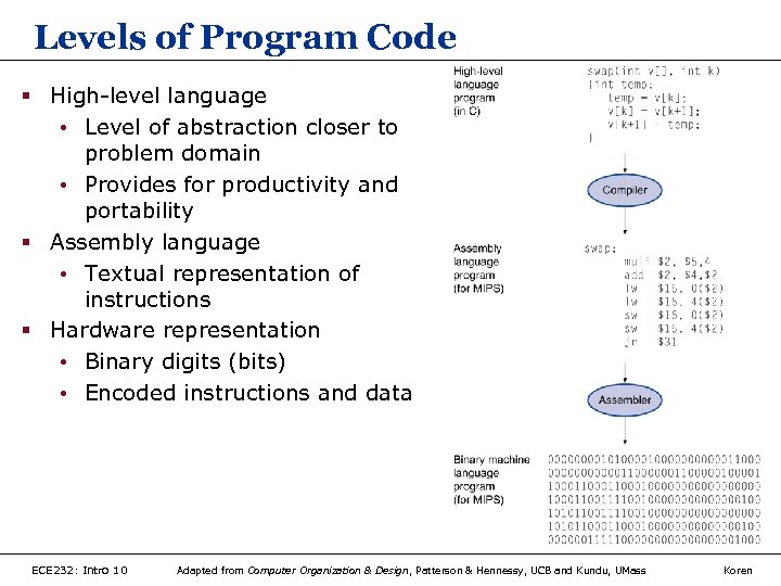 Levels of Program Code § High-level language • Level of abstraction closer to problem